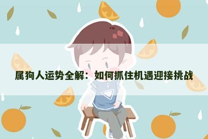 属狗人运势全解：如何抓住机遇迎接挑战