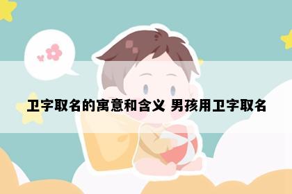 卫字取名的寓意和含义 男孩用卫字取名